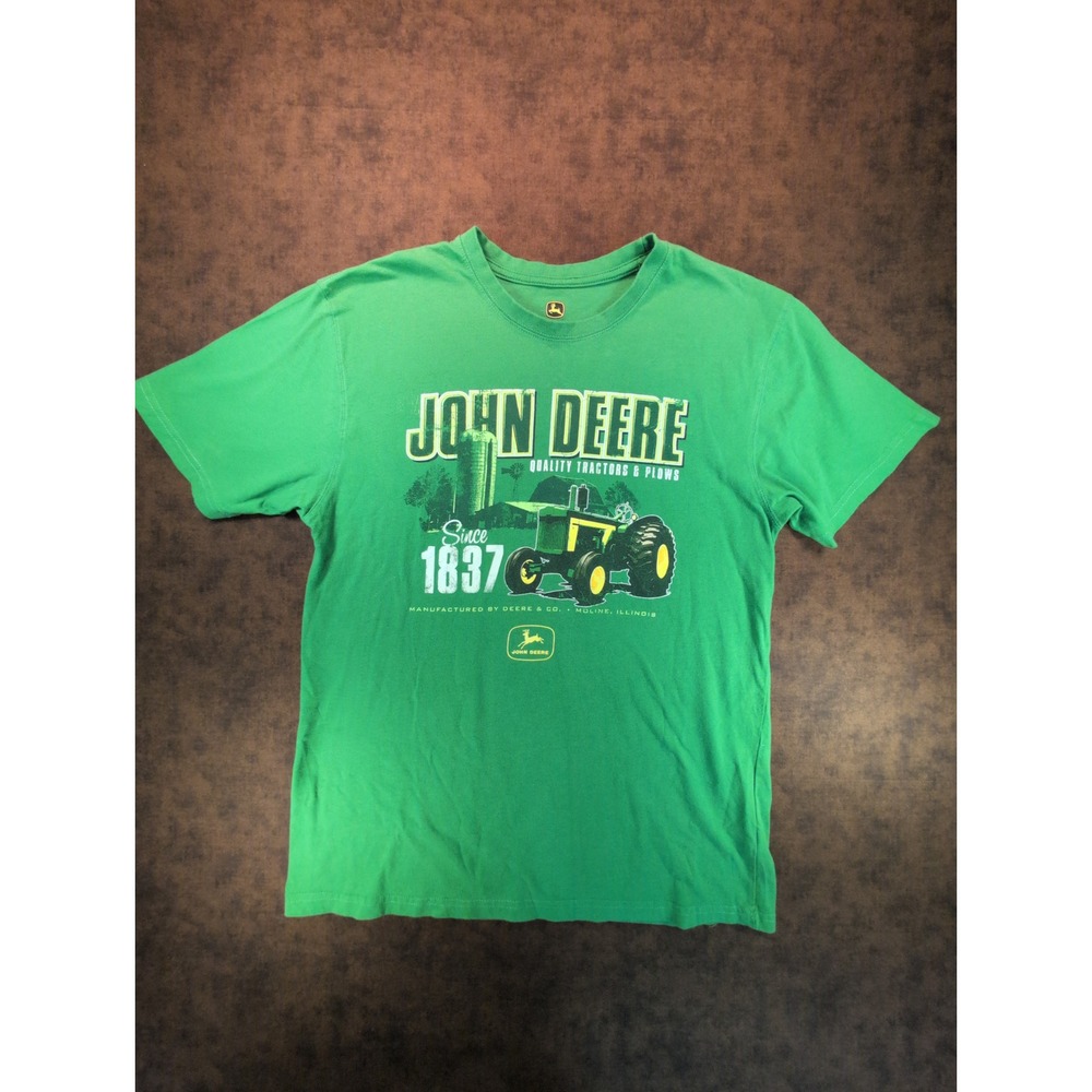 John Deere Mens Green Graphic T-Shirt Vintage Tractor Since 1837 Size Large - Picture 2 of 8
